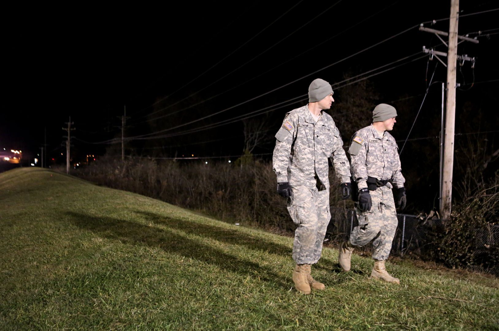 Missouri National Guard patrols police command center